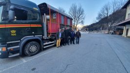 Gruppenfoto, v.l.n.r: Fredy Pfister (historic RhB), Christian Meyer (historic RhB), Patrick Bigler (Wagi Museum), Roman Sommer (BMA), Armin Brüngger (historic RhB)